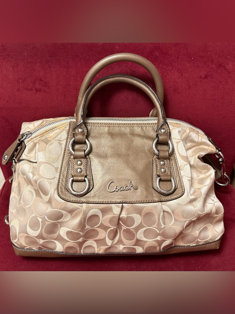 Coach Ashley Signature Sateen Bronze-Tone Signature Satchel